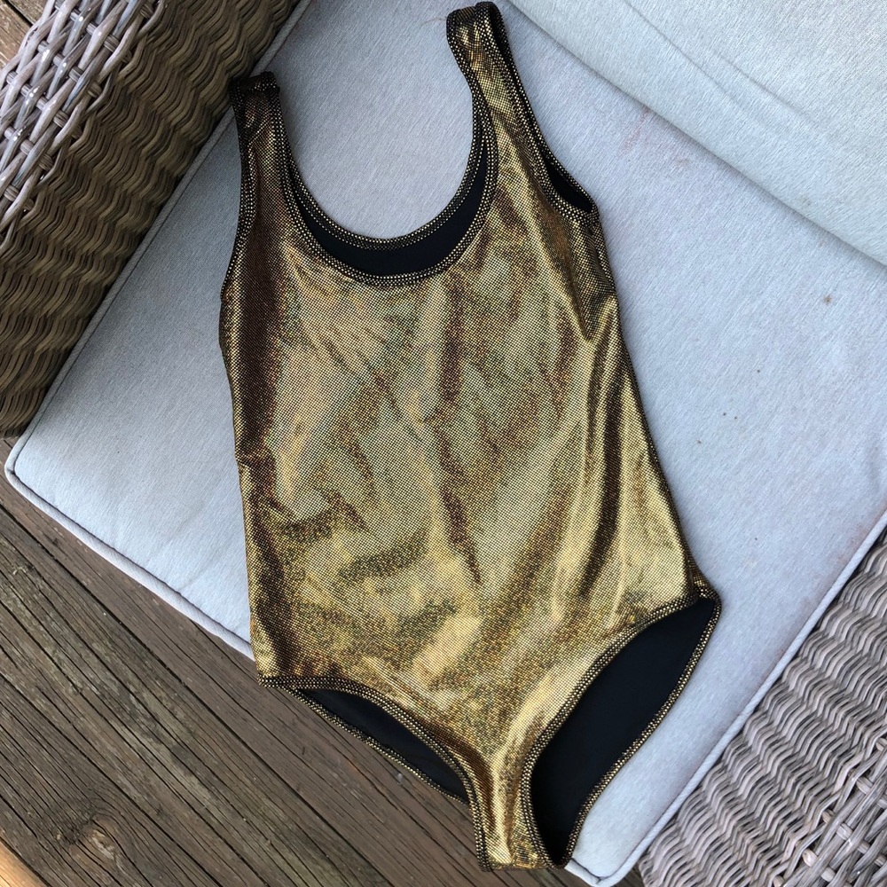 American Apparel Gold Bodysuit Small EUC